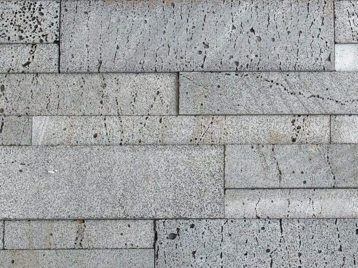 Closeup of Aksent 3D Platinum lavastone natural stone panel product