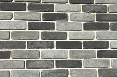 Close-up of midnight run antebellum manufactured thin brick