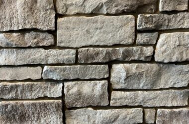 Closeup of moonlit trail chiseled edge manufactured stone veneer