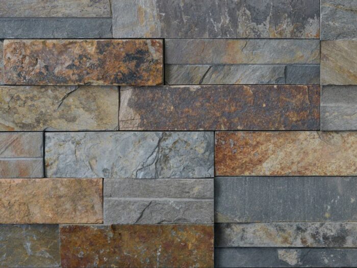 Closeup of Slim Line Series Ochre SL natural stone wall panel product