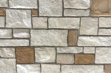 Closeup of ohio valley charleston cobble manufactured stone veneer