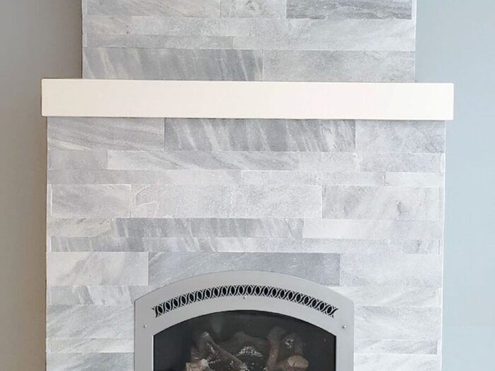 Silver Grey Quartz Planc Natural Stone Veneer Fireplace